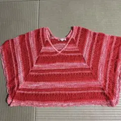 GAP 透かし編み ニットベスト レッド系のサムネイル