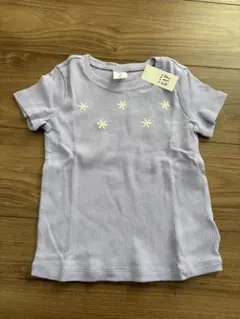 薄紫色 花柄刺繍 Tシャツ 5歳　110 cm