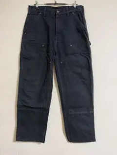 Carhartt ダブルニー　ブラックフェード　ゴールデンサイズ 神フェード】USA製 Carhartt カーハートダブルニーブラック33×30