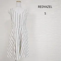 REDYAZEL ストライプ 前ボタン フレアミニワンピ S *902