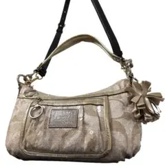 COACH ショルダーバッグ スパンコール ゴールド ポッピー 2way - メルカリ