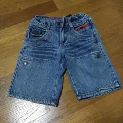 デニム ハーフパンツ ジッパーポケット付き