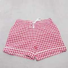 G4-3868　ショートパンツ　ギンガムチェック　ウエスト紐　S【ジーユー】