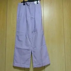 ユニクロ リネンブレンド タック ワイドパンツ Lサイズ パープル