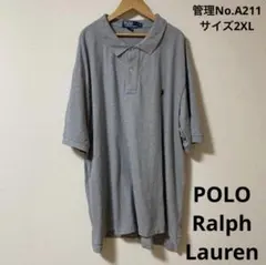 メンズ　グレー 半袖ポロシャツ 刺繍ロゴ　POLO Ralph Lauren