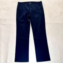 ユニクロ チノパン ストレートパンツ アンクル丈 無地 ネイビー L相当