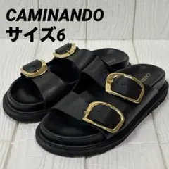 カミナンド ダブルストラップ サンダル 6 23 厚底 黒 金 バックルのサムネイル