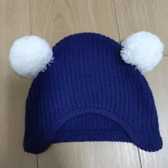 bebe réduction ニット帽 ポンポン付き ネイビー
