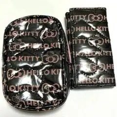新品　サンリオ　ハローキティ　リップポーチ&キーケース　ブラック　エナメル
