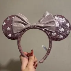 パープルピンク　ハートモチーフ カチューシャ　ミニー