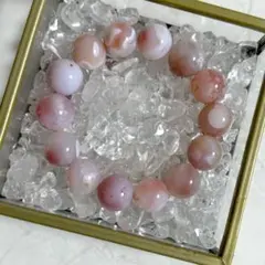 【天然石】桜瑪瑙（チェリーブロッサムアゲート）ブレスレット／一点もの