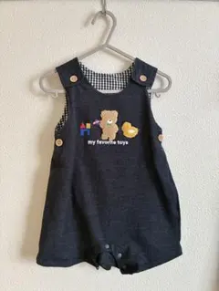 cottoli ベビーロンパース80サイズ　ギンガムチェック　くま