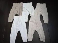 H&M フォールドオーバーウエストパンツ ベージュ5枚セット 2-4m 肌着付き