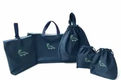 恐竜刺繍 入園入学5点セットレッスンバッグ・体操服袋・巾着　色変　サイズ変更可能