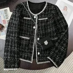 紅*美様 白黒 ツイードジャケット 長袖