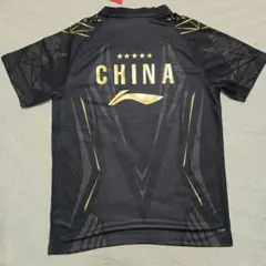 【XL】リーニン バドミントン 中国代表 ユニフォーム 黒金 ゲームシャツ