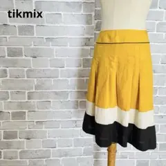 tikmix フレアスカート　膝丈【Ｆ】 春夏　イエロー ブラック　a972