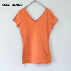 ▽セシルマクビー　Vネック　Tシャツ　オレンジ　YK2 派手色セクシー　コットンのサムネイル