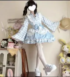 浴衣ドレス メイド ロリータ 水色
