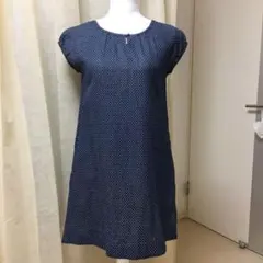 【未使用】ユニクロ ワンピース ドット柄 ネイビー キッズ150