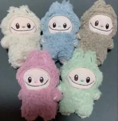 ラブブ　ミニ　ぬいぐるみ マスコット5個セット　マカロン色