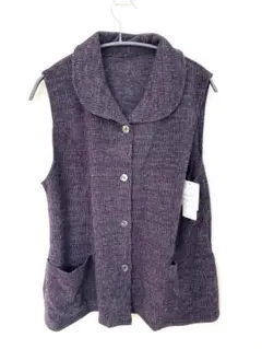 値下げ　新品タグ付き　ニットベスト M〜L ダークパープル　シニア　ミセス　秋冬