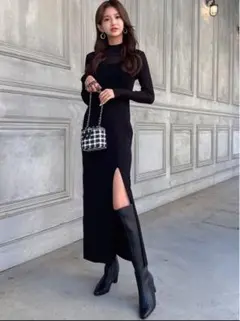 新品タグ付き‼️GRL シースルードッキングベアニットワンピース[rut969]S