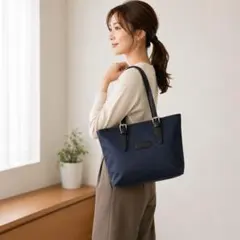 未使用級✨LONGCHAMP ロンシャン トートバッグ ネイビー レザーのサムネイル