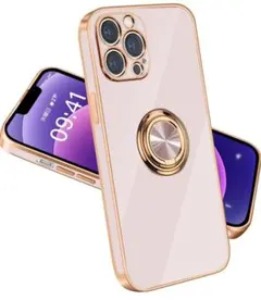 iPhone 12ProMax ケース　リング付き　耐衝撃　ピンク