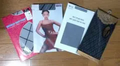 【未開封品】柄タイツ　4 つセット　黒地　M〜L