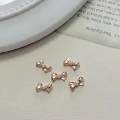 リボン ネイルパーツ パーツ ネイル パール ピンクゴールド