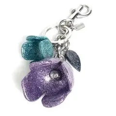 【美品】COACH コーチ キーホルダー チャーム 花 フラワー ティーローズ