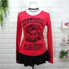 ロンT 長袖Tシャツ 髑髏 スカルプリント Y2K 平成ギャル グランジ