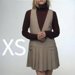 新品ザラZARAピチチェック柄プリーツワンピースXSプリーツスカート