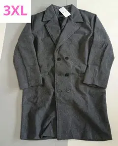 新品タグ付 ダブルチェスターコート 3XL 4L グレー ロングコート メンズ
