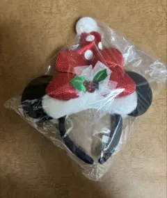 ディズニー ミニー クリスマス カチューシャ 赤リボン スパンコール