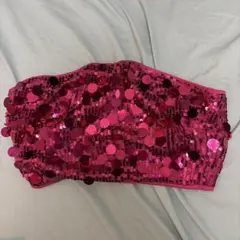 SHEIN スパンコール ベアトップ チューブトップ ピンク