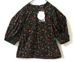 【未使用】Dot＆Stripes CHILD WOMAN ベロア幾何花 シャツ