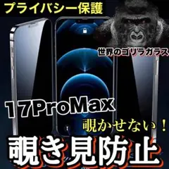 プライバシー保護【iPhone 17ProMAX】覗き見防止ゴリラガラスフィルム