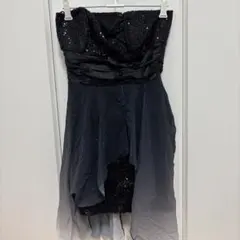 ̖́-スパンコール装飾 ストラップレスドレス ブラック お洒落【M】