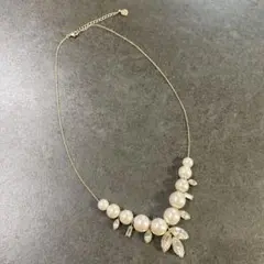 パール ビジュー ネックレス ゴールド