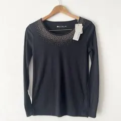 LEPSIM ビジュー装飾 ブラック 長袖Tシャツ Lサイズ