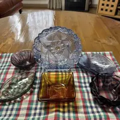 ガラス皿セット11点　昭和レトロ！