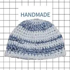 ハンドメイド♡　秋冬　ふわふわ毛糸で編んだマーブルビーニー
