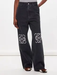 LOEWE アナグラム刺繍 ストレートデニム ブラックのサムネイル