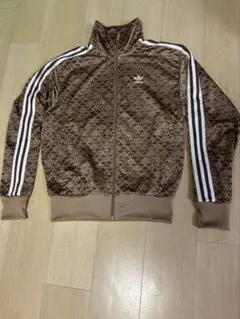 adidas ブラウン　ジャガードジャージ上下セット