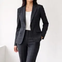 15号ジャケット 13号パンツ レディーススーツセットアップ グレンチェック