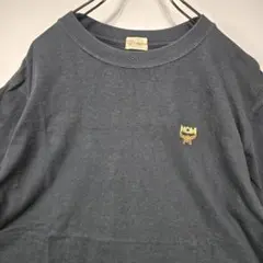 MCM　半袖　Tシャツ　M　シンプル　ワンポイント　刺繍　ロゴ　ブラック　古着
