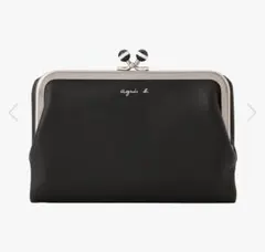 agnes b. アニエスベー 二つ折り財布 ブラック がま口 ボーダー 黒