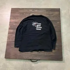 7BS1 折り紙　鶴　プリントTシャツ　長袖　黒　和柄　古着のサムネイル
